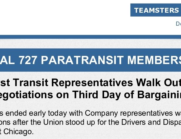 First Transit Representatives Walk Out of Negotiations on Third Day of Bargaining